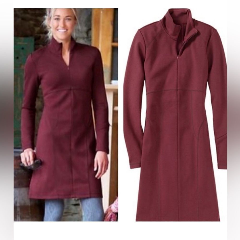 Athleta‎ 773888 Cassidy Ponte Knit 1/2 Zip Long Sleeve Dress Burgundy MT NWOT
